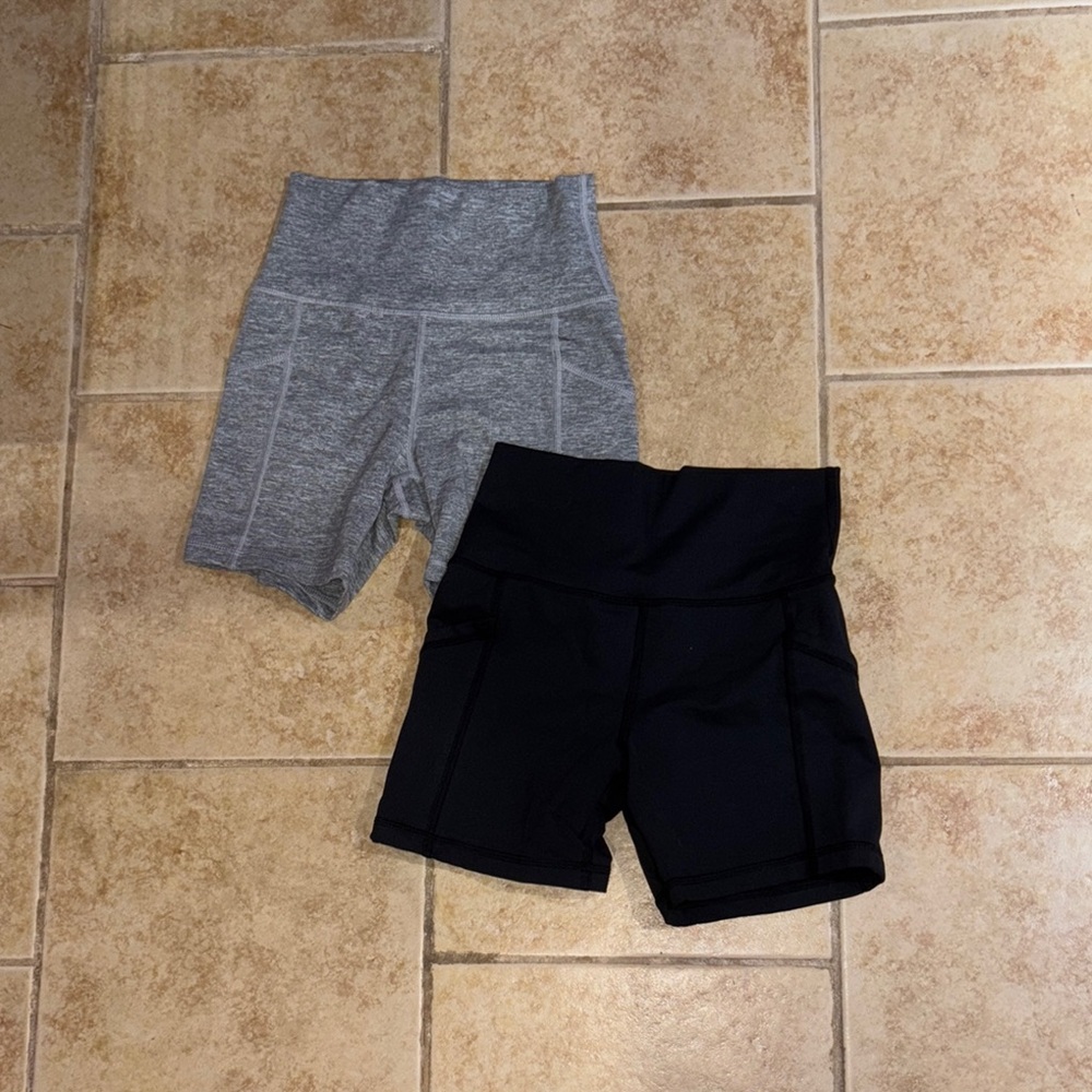 Aerie Gray and Black Bike Shorts
